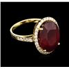 Image 2 : 13.15ct Ruby and Diamond Ring - 14KT Yellow Gold