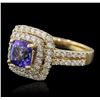 Image 1 : 14KT Yellow Gold 1.76ct Tanzanite and Diamond Ring