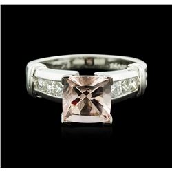 Platinum 2.25ct Morganite and Diamond Ring