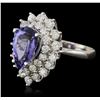 Image 1 : 14KT White Gold 3.69ct Tanzanite and Diamond Ring