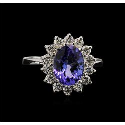 3.00ct Tanzanite and Diamond Ring - 18KT White Gold