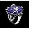 Image 3 : 46.32ct Tanzanite and Diamond Ring - 18KT White Gold