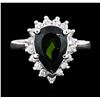 Image 1 : 14KT White Gold 3.07ct Green Tourmaline and Diamond Ring