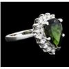 Image 2 : 14KT White Gold 3.07ct Green Tourmaline and Diamond Ring