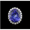 Image 1 : 14KT White Gold GIA Certified 28.36ct Tanzanite and Diamond Ring