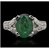 Image 1 : 14KT White Gold 3.01ct Emerald and Diamond Ring