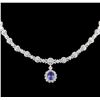 Image 1 : 3.53ct Tanzanite and Diamond Necklace - 14KT White Gold