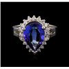 Image 1 : 4.10ct Tanzanite and Diamond Ring - 14KT White Gold