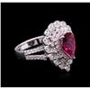 Image 2 : 1.64ct Pink Tourmaline and Diamond Ring - 14KT White Gold