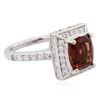 Image 1 : 14KT White Gold 2.95ct Garnet and Diamond Ring