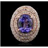 Image 2 : 14KT Rose Gold 6.83ct Tanzanite and Diamond Ring