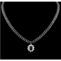 63.79ctw Blue Sapphire and Diamond Necklace - 14KT White Gold