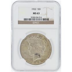 1922 NGC MS63 Peace Silver Dollar