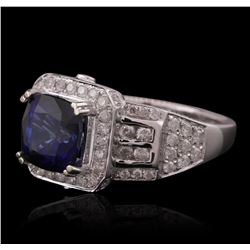 14KT White Gold 3.23ct Sapphire and Diamond Ring