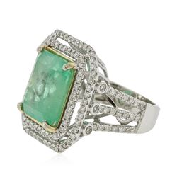 14KT White Gold GIA Certified 11.28ct Emerald and Diamond Ring