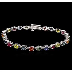 8.50ctw Multi Color Sapphire Bracelet - 14KT White Gold