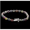 Image 2 : 8.50ctw Multi Color Sapphire Bracelet - 14KT White Gold