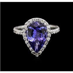 4.33ct Tanzanite and Diamond Ring - 14KT White Gold