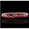 Image 2 : 14KT Rose Gold 17.82ctw Ruby and Diamond Bracelet