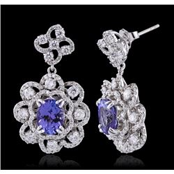 14KT White Gold 3.04ctw Tanzanite and Diamond Earrings