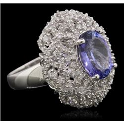 14KT White Gold 3.32ct Tanzanite and Diamond Ring