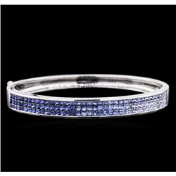 6.15ctw Sapphire Bangle Bracelet - 14KT White Gold