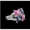 Image 2 : 1.50ctw Multi Sapphire and Diamond Ring - 14KT White Gold
