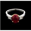 Image 2 : 2.48ct Ruby and Diamond Ring - 18KT Two-Tone Gold