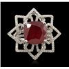 Image 2 : 14KT White Gold 11.02ct Ruby and Diamond Ring