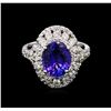 Image 1 : 3.06ct Tanzanite and Diamond Ring - 14KT White Gold