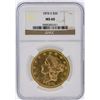 Image 1 : 1874-S NGC MS60 $20 Liberty Head Double Eagle Gold Coin