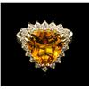 Image 1 : 4.29ct Citrine and Diamond Ring - 14KT Yellow Gold