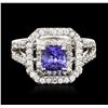 Image 1 : 14KT White Gold 1.00ct Tanzanite and Diamond Ring