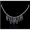 Image 1 : 14KT White Gold 6.02ctw Tanzanite and Diamond Necklace