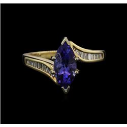 1.41ct Tanzanite and Diamond Ring - 18KT Yellow Gold