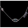 Image 2 : 0.61ctw Blue Diamond and Sapphire Necklace - 14KT White Gold