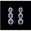 Image 1 : 2.91ctw Tanzanite and Diamond Earrings - 14KT White Gold