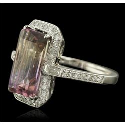 14KT White Gold 4.89ct Ametrine Quartz and Diamond Ring