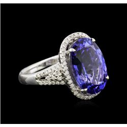 8.68ct Tanzanite and Diamond Ring - 18KT White Gold