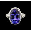 Image 2 : 8.68ct Tanzanite and Diamond Ring - 18KT White Gold