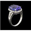 Image 3 : 8.68ct Tanzanite and Diamond Ring - 18KT White Gold