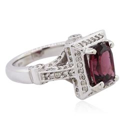 14KT White Gold 3.09ct Rhodolite Garnet and Diamond Ring