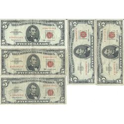 1963 $5 Red Seal Bill Lot of 10