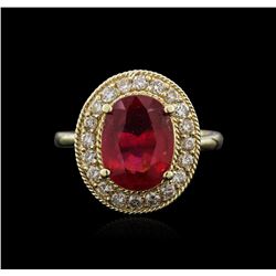 14KT Yellow Gold 4.07ct Ruby and Diamond Ring