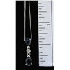 Image 5 : 0.03ct Diamond and Sapphire Pendant With Chain - 14KT White Gold