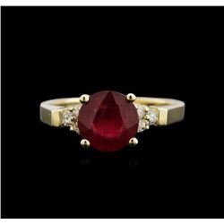 2.08ct Ruby and Diamond Ring - 14KT Yellow Gold