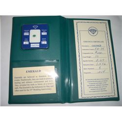 CERTIFIED .54 CARAT EMERALD!! COMES IN CERT CASE WITH PAPERWORK AND APPRAISAL SHOWS $100.00 BUT IS A