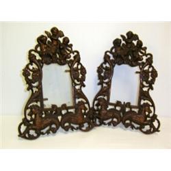 PAIR VICTORIAN BRITANNIA METAL PICTURE FRAMES, decorated with cherubs and seahorses 100 - 200...