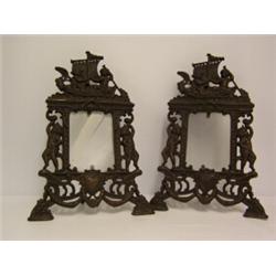 PAIR VICTORIAN BRITANNIA METAL PICTURE FRAMES, with cherubs and sailing boat decoration 100 - 200...