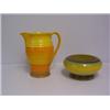 Image 1 : SHELLEY BOWL in the distinctive Shelley striped pattern, brown, green and yellow. Circa 1930's 30 -.